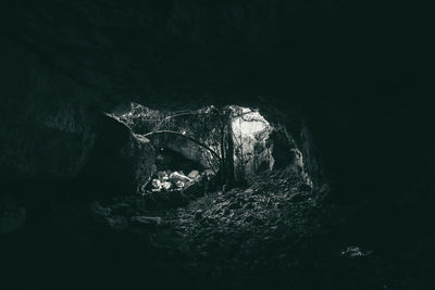 View of rock formation in tunnel