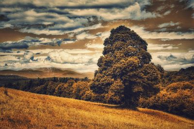 View of landscape against cloudy sky