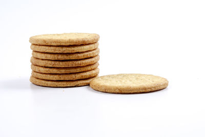 Close-up of stack against white background