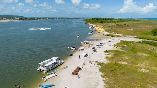 High angle view of beach against sky