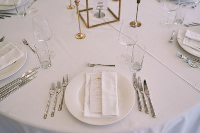 High angle view of food on table