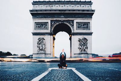 Woman against clear sky