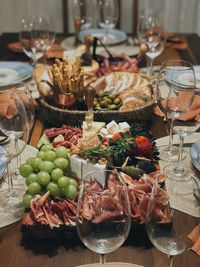 High angle view of food on table