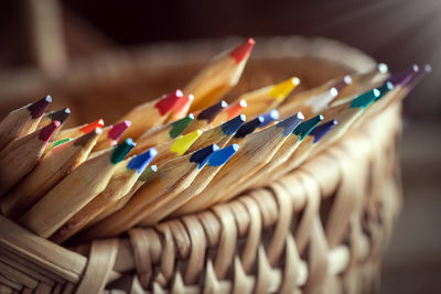 Close-up of multi colored pencils