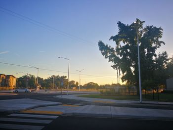 View of street at sunset