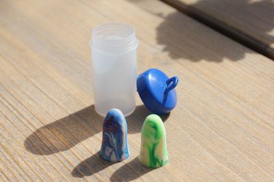 High angle view of drink on table