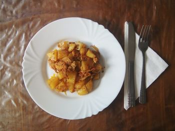 Close-up of served food in plate