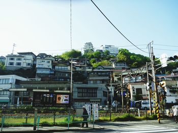 Buildings against clear sky