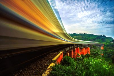 Blurred motion of train against sky