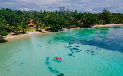 High angle view of sea against sky