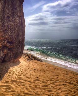 Scenic view of beach against sky