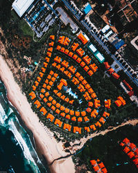 High angle view of buildings in city