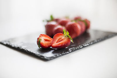 Close-up of strawberry on plate