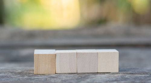 Close-up of wooden blocks on table