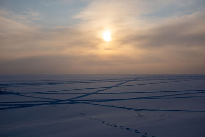 Scenic view of sea against sky during sunset