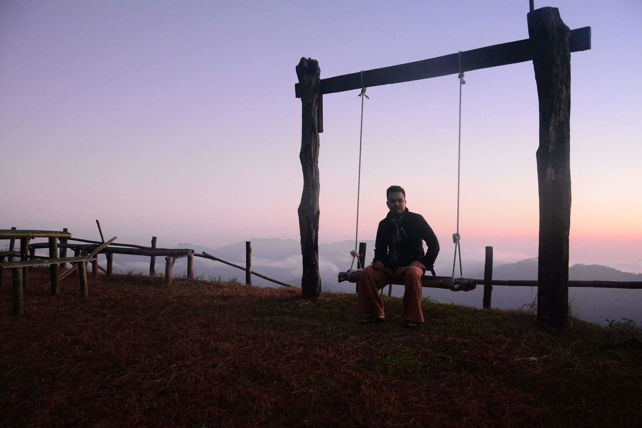 sunset, one person, full length, outdoors, sitting, one man only, weapon, standing, men, clear sky, night, adult, sky, prison, people, nature, adults only, only men