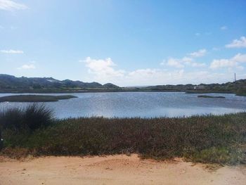 Scenic view of lake against sky