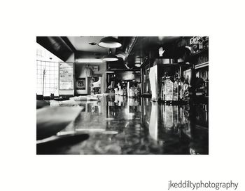 Digital composite image of illuminated restaurant
