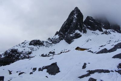 Snow covered mountain against sky