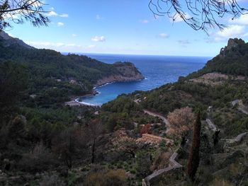 Scenic view of sea and mountains