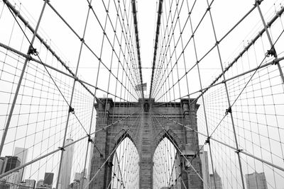 Brooklyn bridge against clear sky