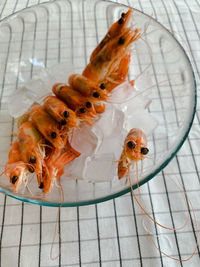 High angle view of seafood in plate