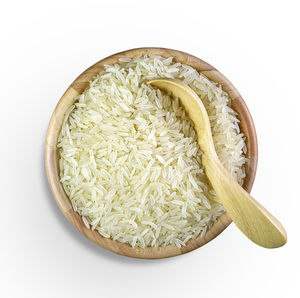 High angle view of bread in bowl against white background