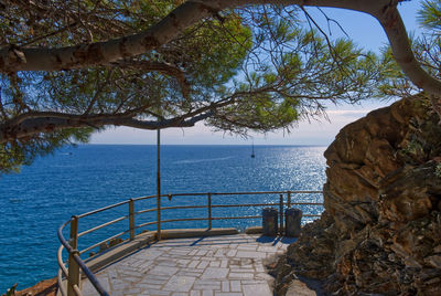 A beautiful terrace overlooking the sea in the gulf of moneglia, ligurian sea, italy