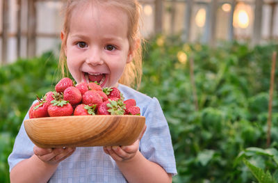 Cropped hand holding strawberries