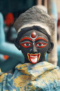 Kali idols are being made at kalighat patuapara, kolkata, few days before kali puja festival.