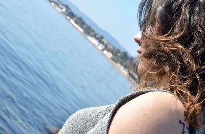 Rear view of woman on beach