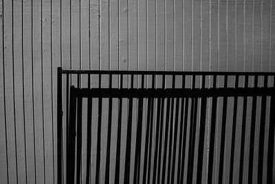 Full frame shot of metal railing against wall