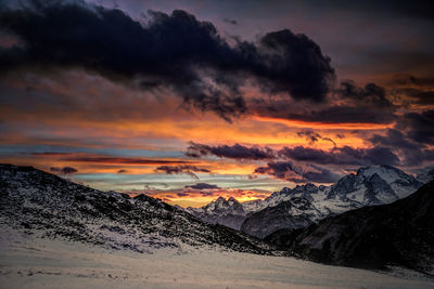 Scenic view of dramatic sky during sunset