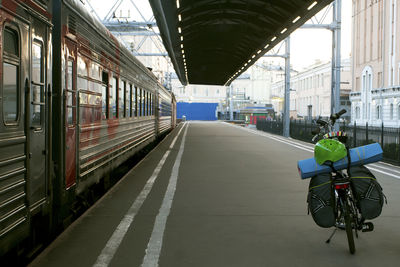Bicycle on rail road station