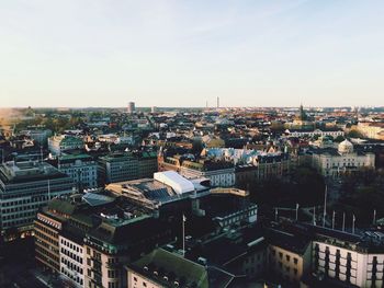 High angle view of townscape against sky