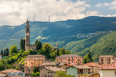 Panoramic overview of calchera-frontale and surrounding area, bergamo province, italy