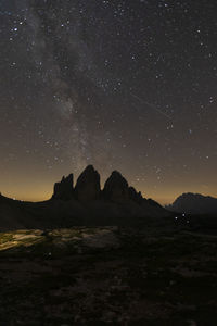 Scenic view of land against sky at night