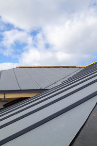 Low angle view of roof of building against sky