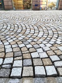 Cobblestone street in city