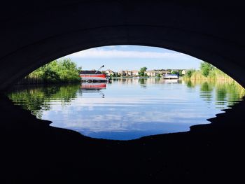 Reflection of built structure in river