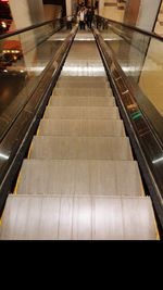 High angle view of escalator