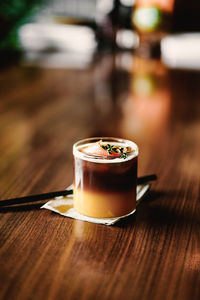 Close-up of coffee on table