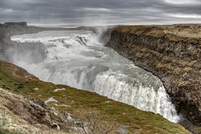 Scenic view of waterfall gulfoss in iceland