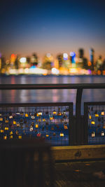 Blurred motion of illuminated bridge at night