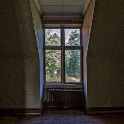 View of building through window