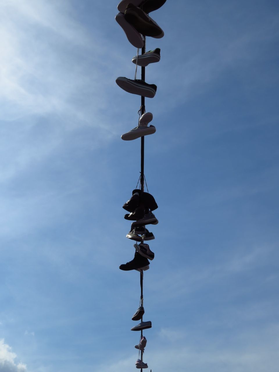 LOW ANGLE VIEW OF WEATHER VANE AGAINST CLOUDY SKY