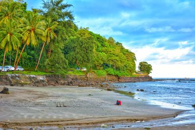 Scenic view of beach against sky