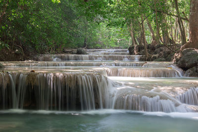 View of waterfall in forest