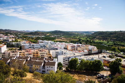 High angle view of townscape against sky