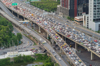 High angle view of traffic on road